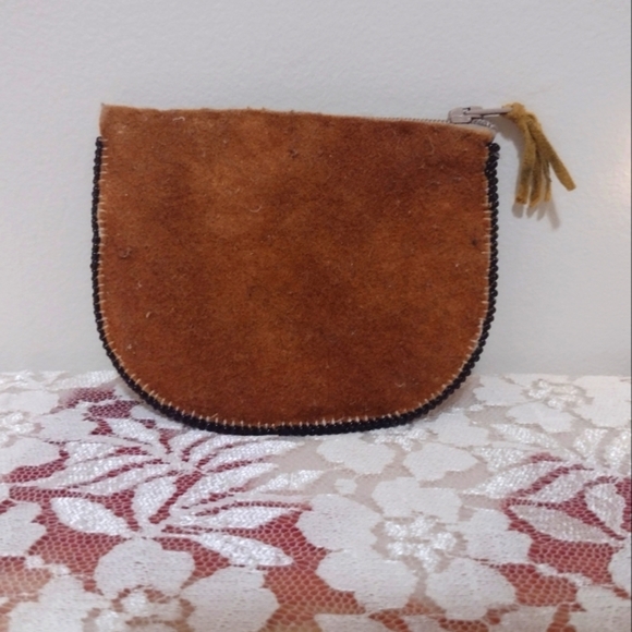 Beautiful Native Beaded Smoked Hide Coin Chance Zip Pouch Purse Bag - Picture 3 of 4